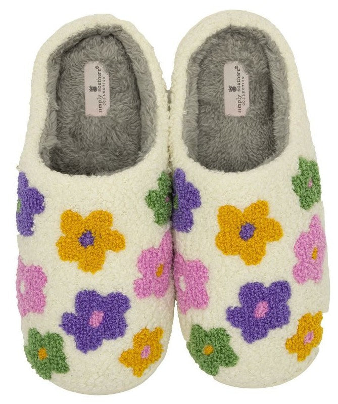Cozy Fuzzy Indoor Slippers - Flower - F25 - Simply Southern