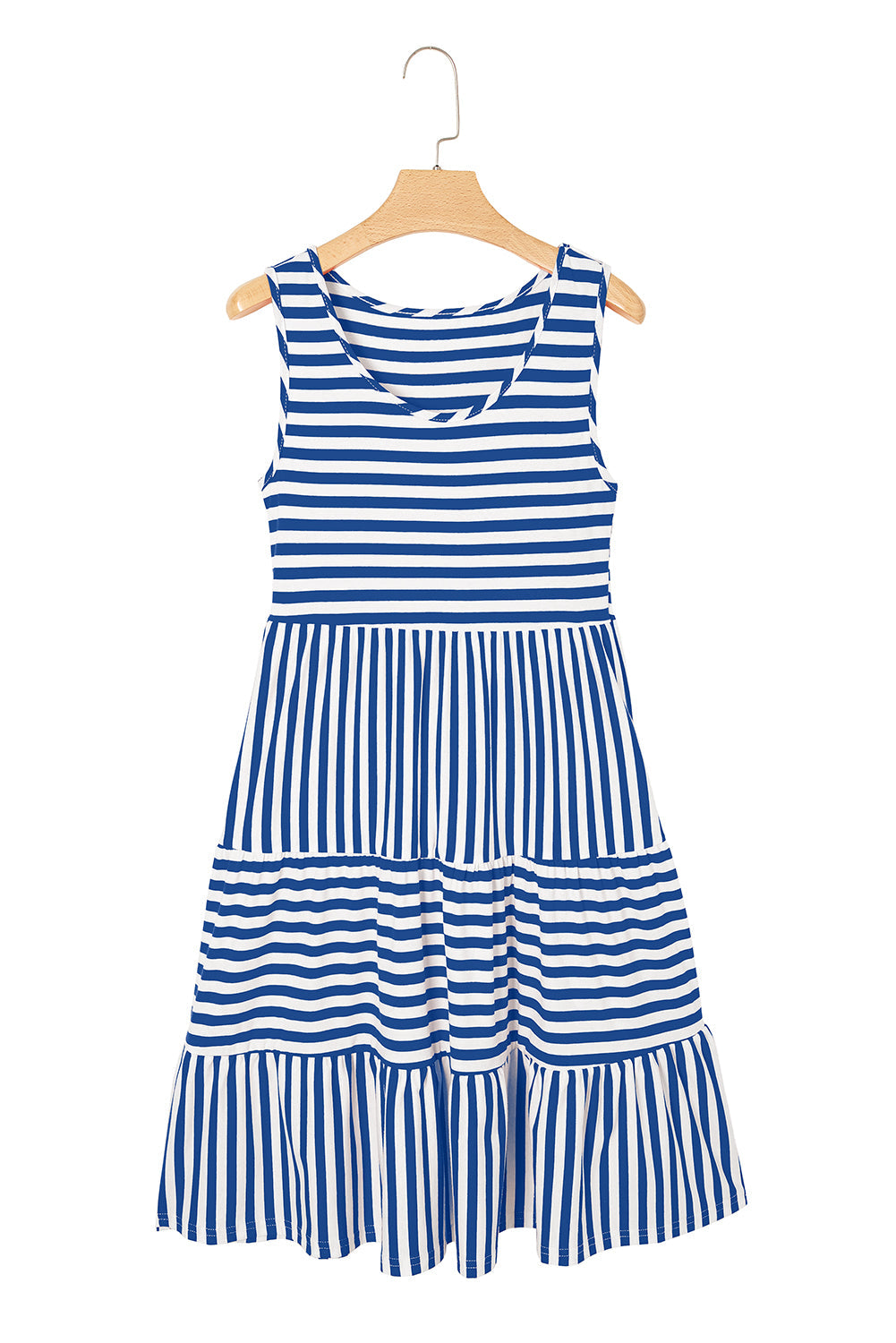 Stripe Sleeveless Tiered Mini Dress