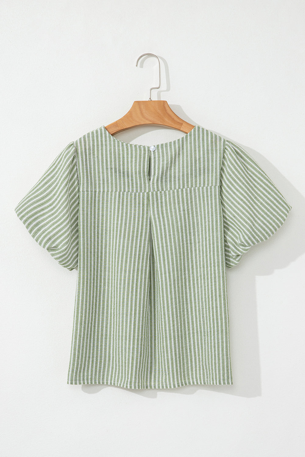 Stripe Textured Puff Sleeve Blouse