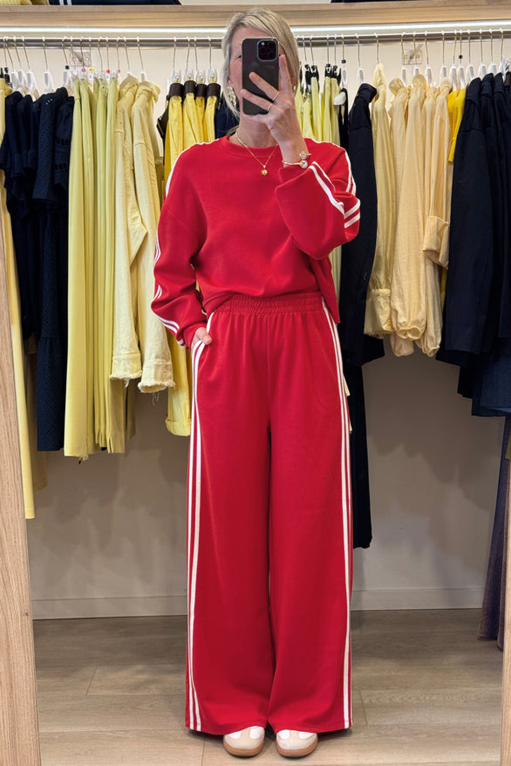Varsity Stripe Crewneck Pullover and Sweatpants Set
