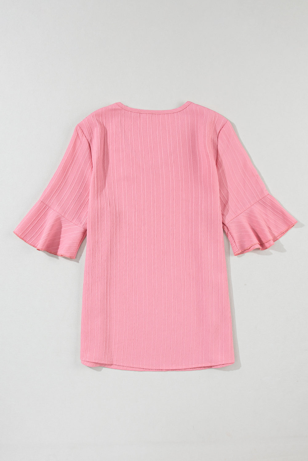 Textured Ruffle Sleeve V-Neck Top