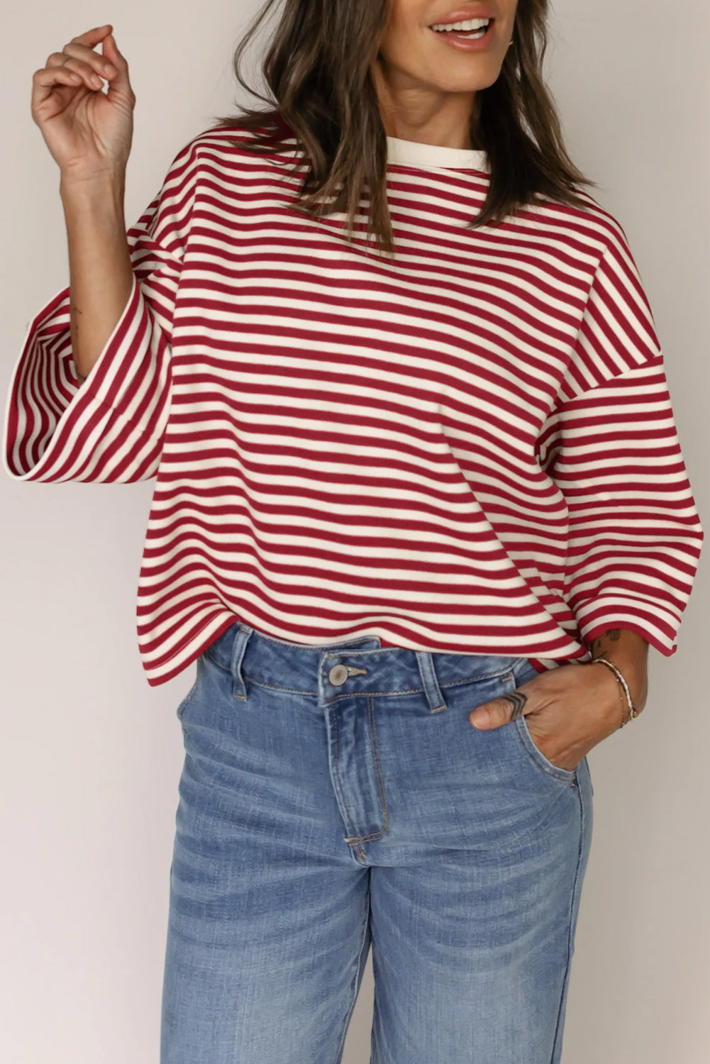 Stripe Bow Back Cutout Tee