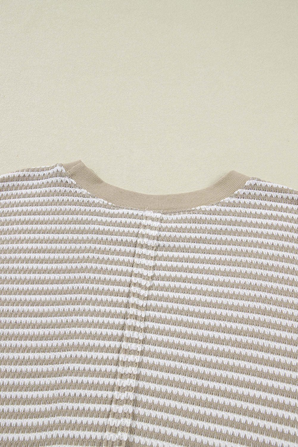 Plus Size Stripe Knit Ribbed Long Sleeve Top