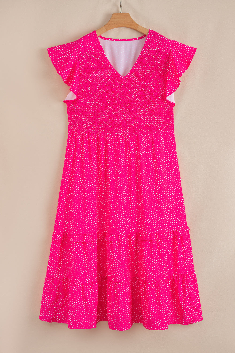 Plus Size Polka Dot V-Neck Midi Dress