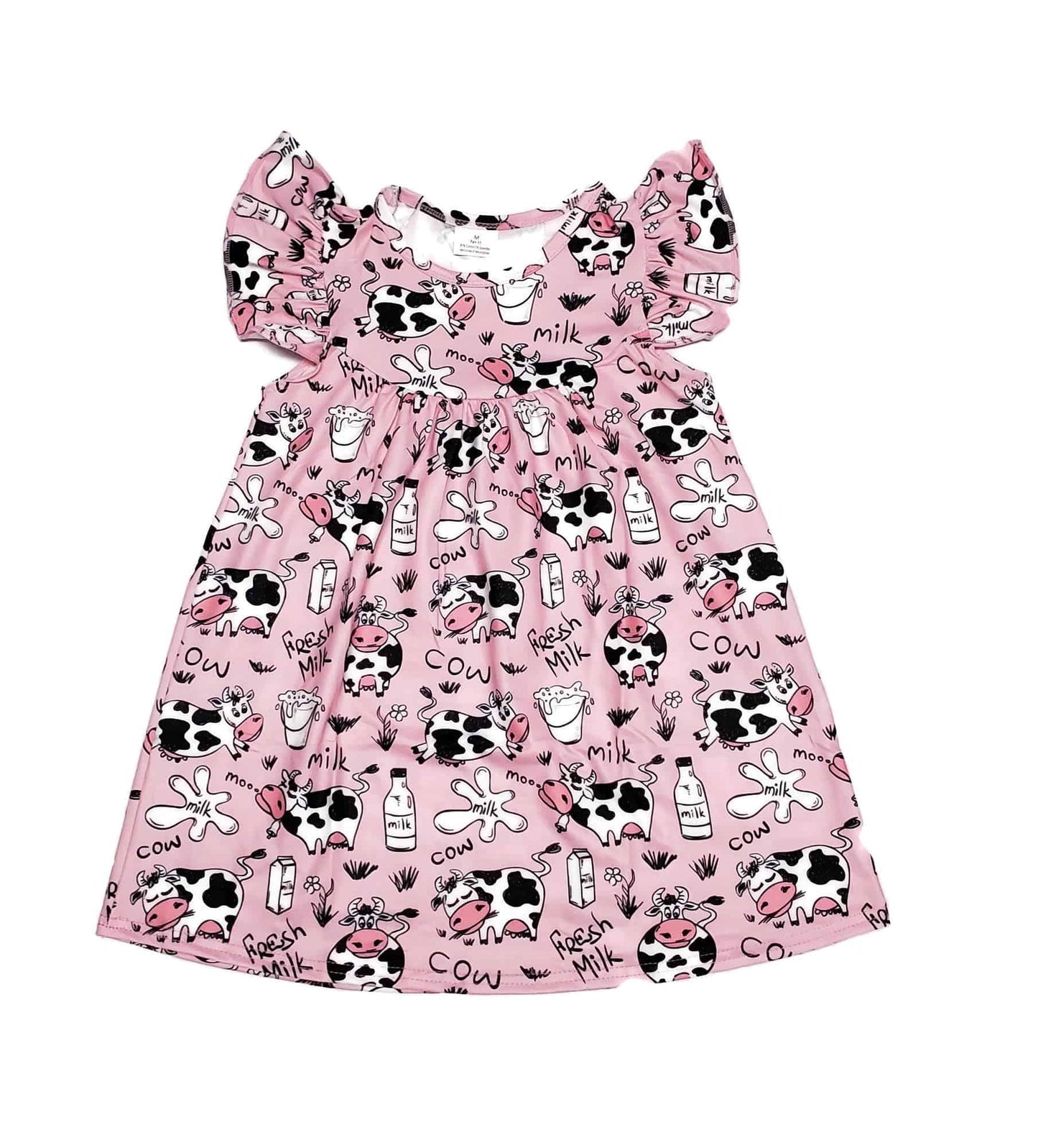 Pink Cow Milk Silk Flutter Dress