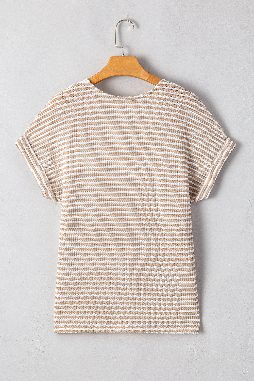 Stripe Button Front V-Neck T-Shirt