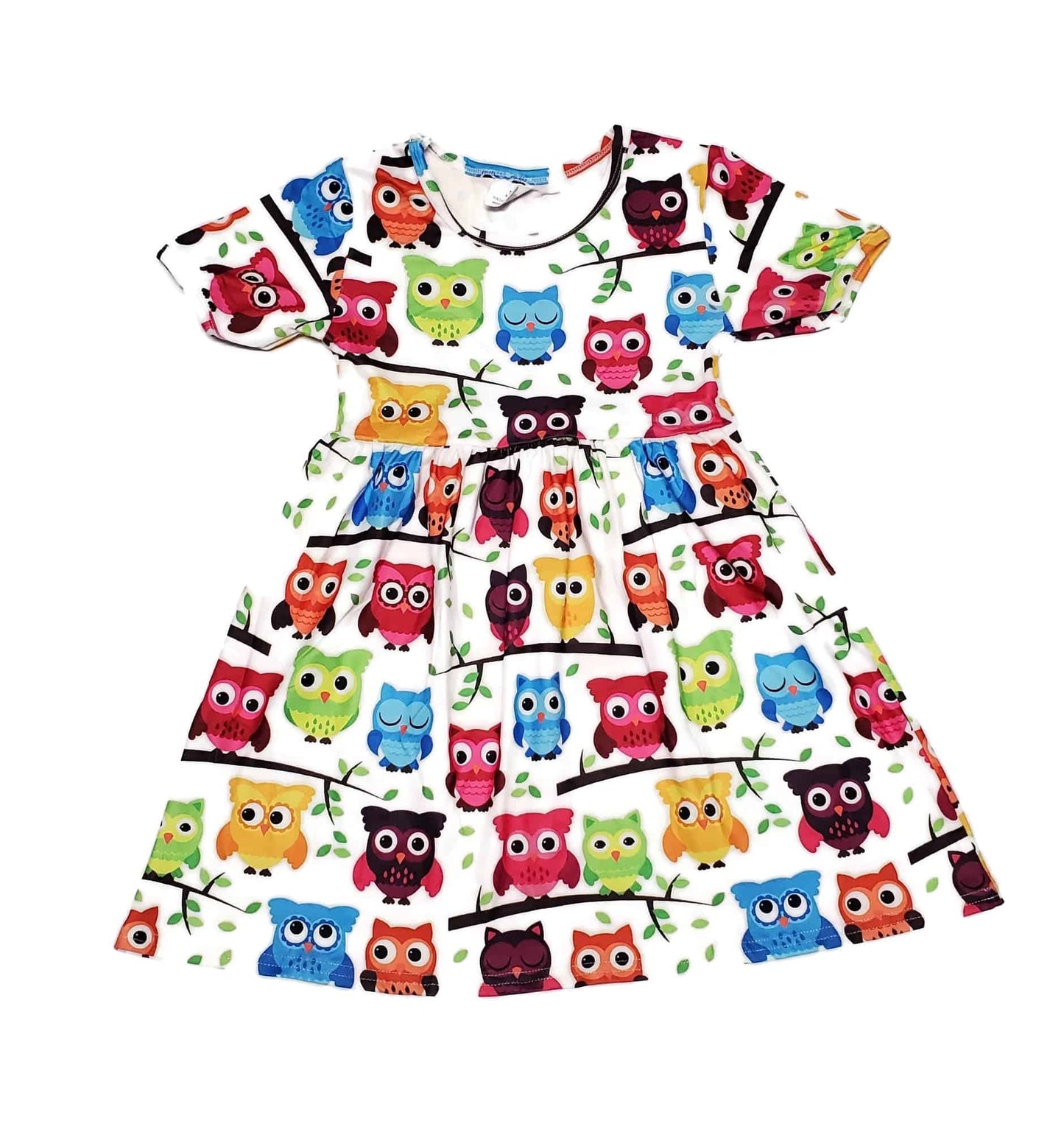 Owl Short Sleeve Milk Silk Dress