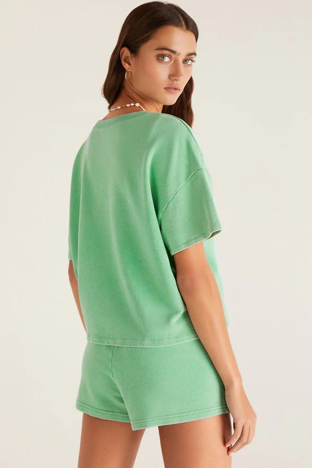 Patchwork V-Neck Tee and Shorts Set