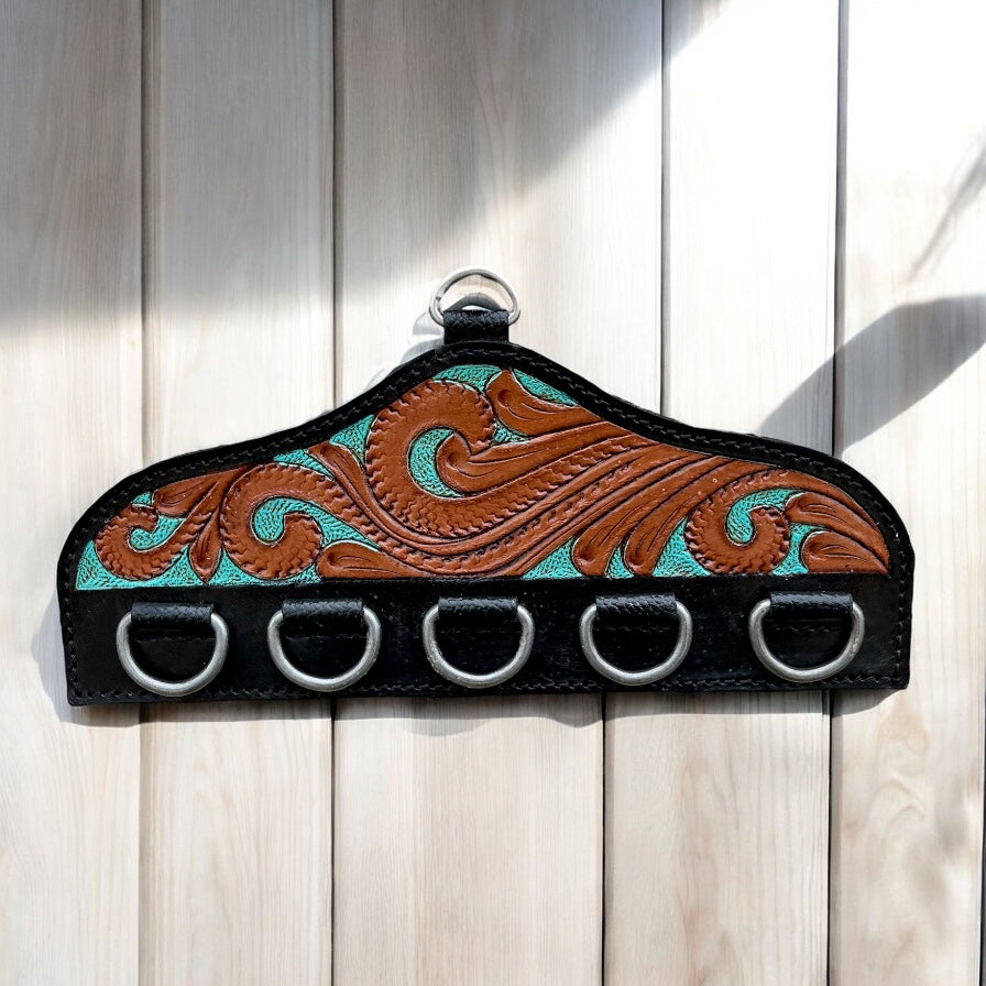 Turquoise tooled scarf display