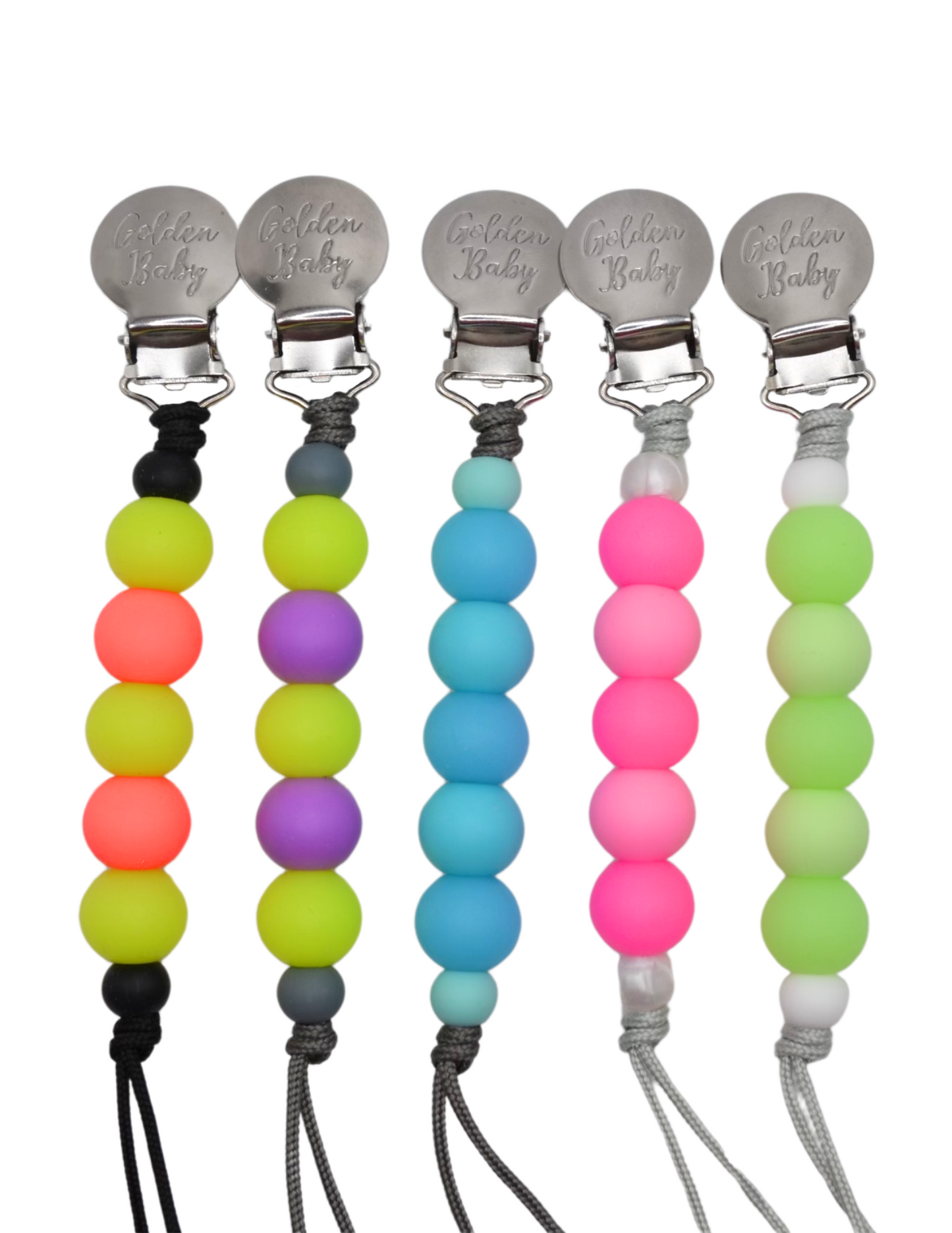 Glow in the Dark Pacifier Clip // Yellow & Neon Pink