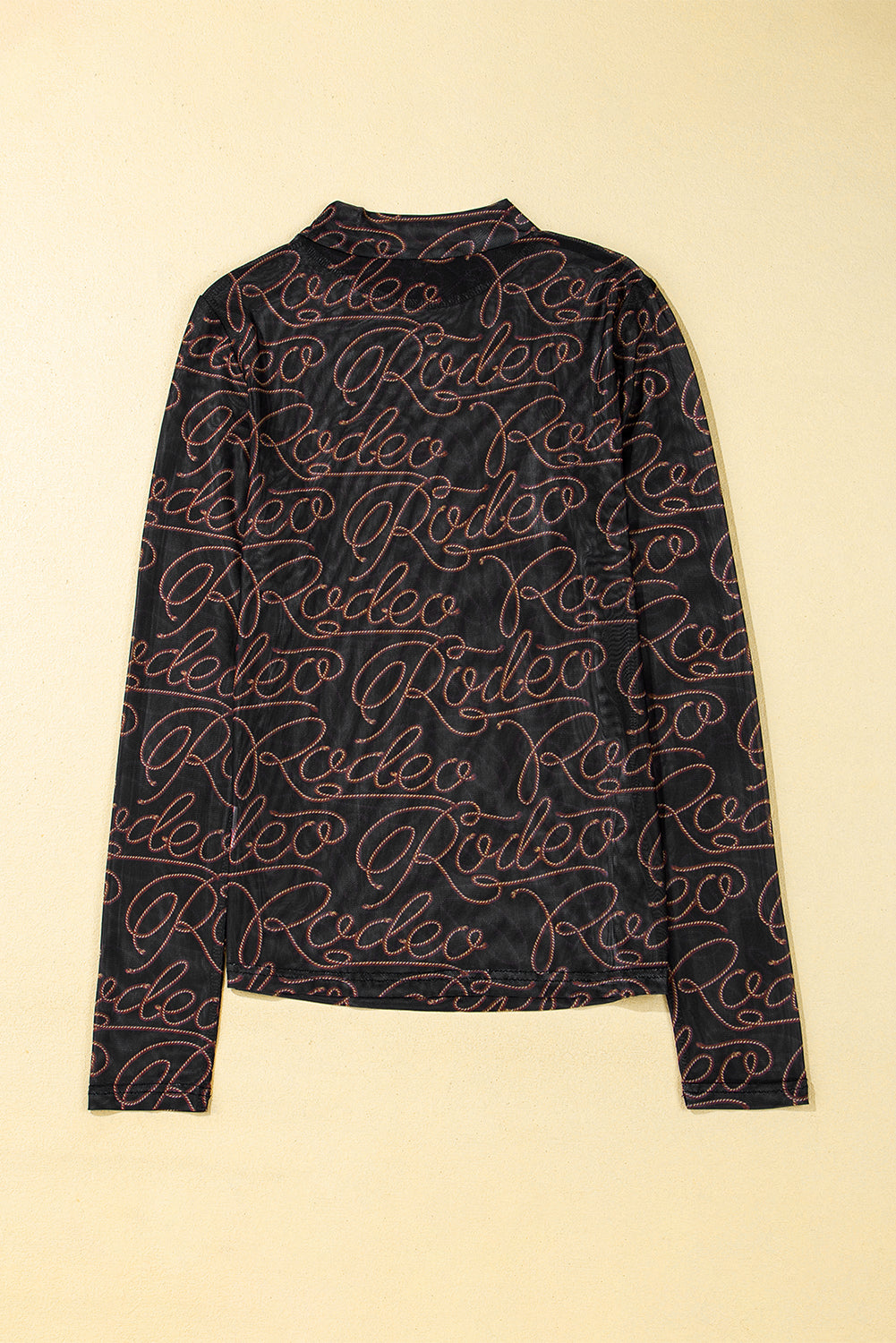 Western Rodeo Mesh Mock Neck Top