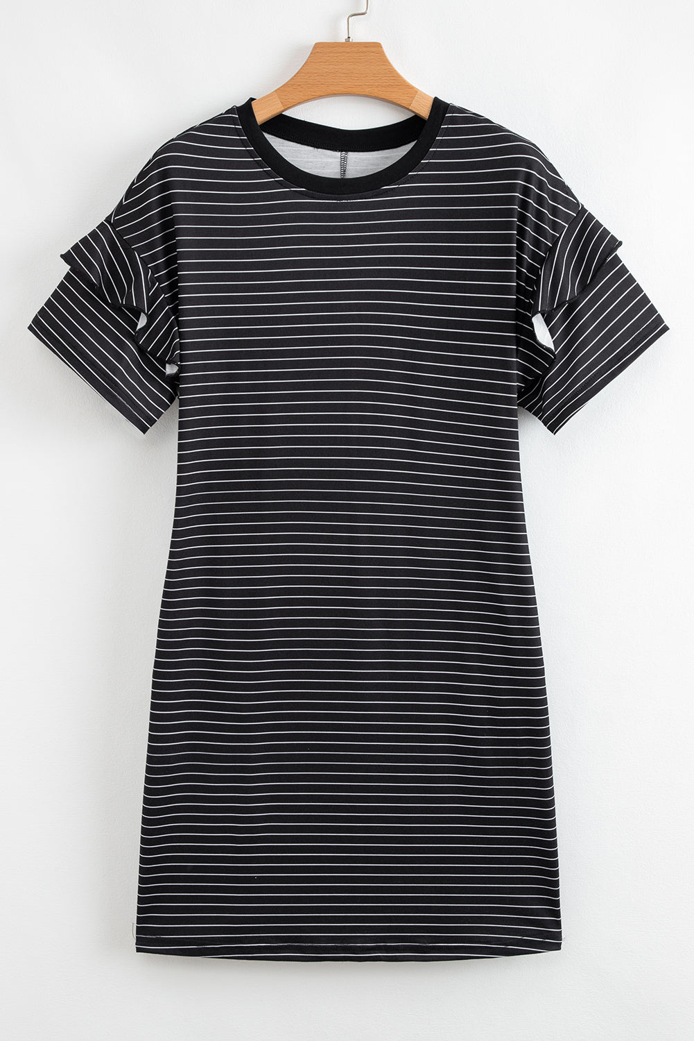 Stripe Ruffle Sleeve T-Shirt Dress