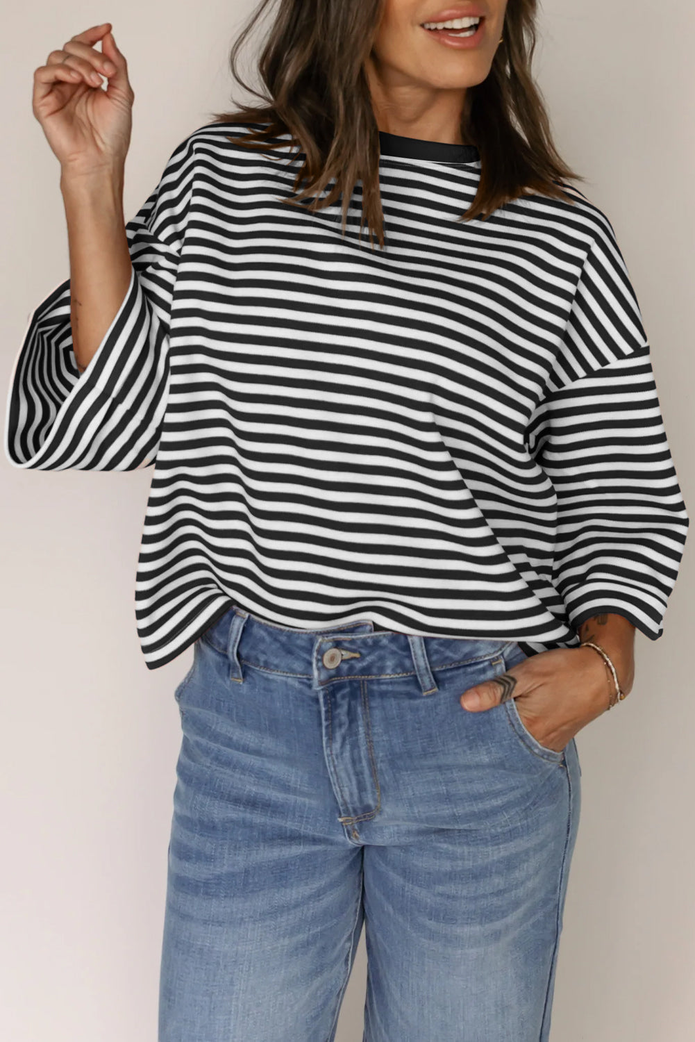 Stripe Bow Back Cutout Tee