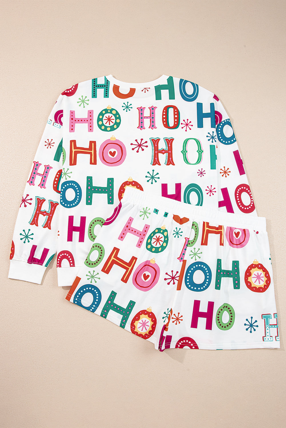 Plus Size Christmas Ho Ho Ho Top and Shorts Lounge Set