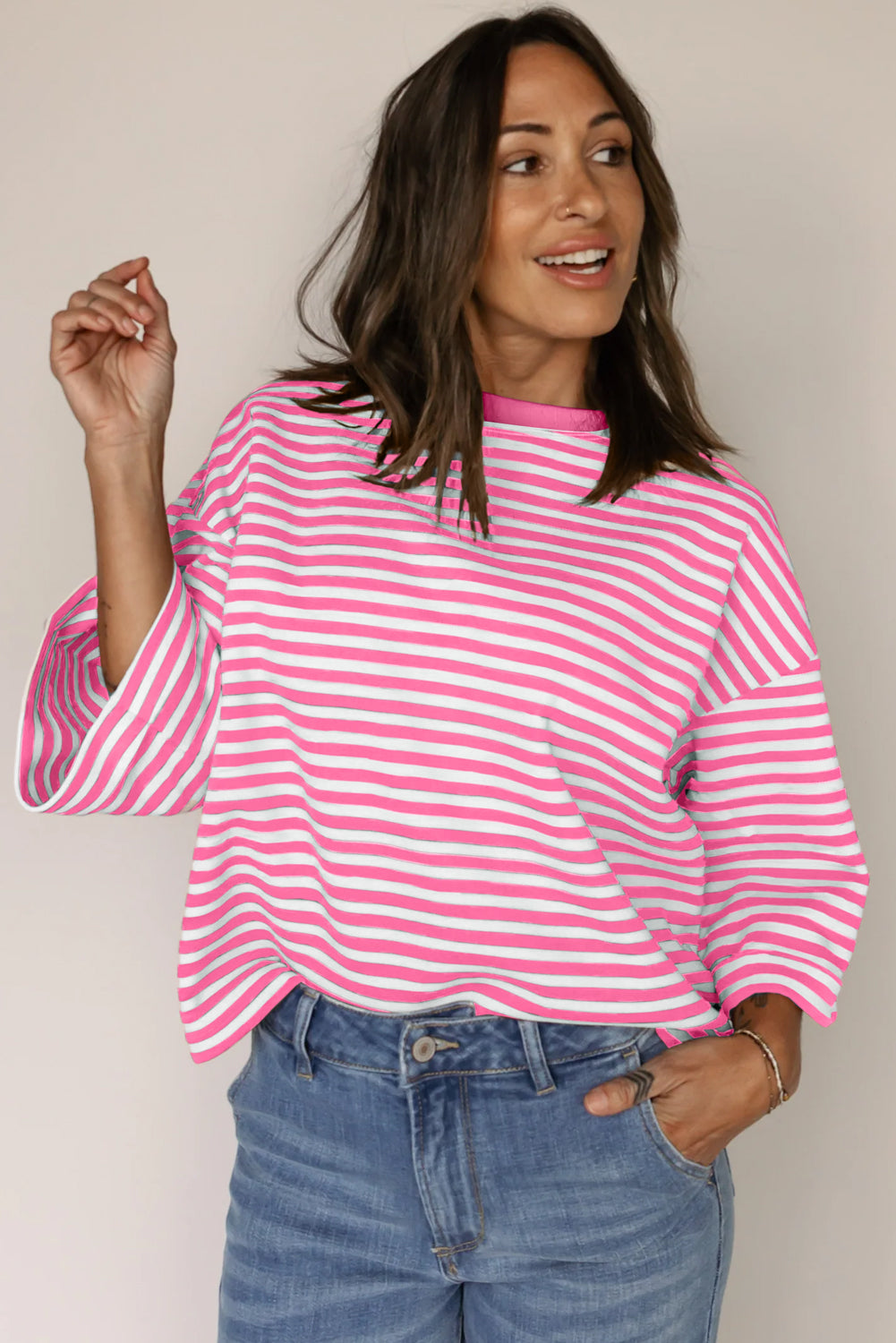 Stripe Bow Back Cutout Tee