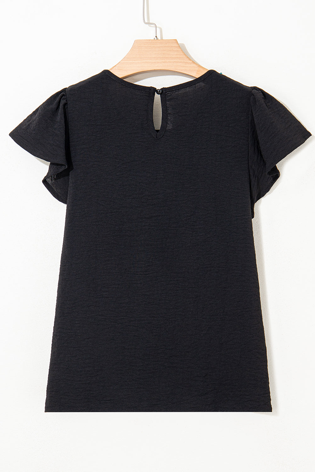 Pleated Flounce Sleeve Textured Blouse