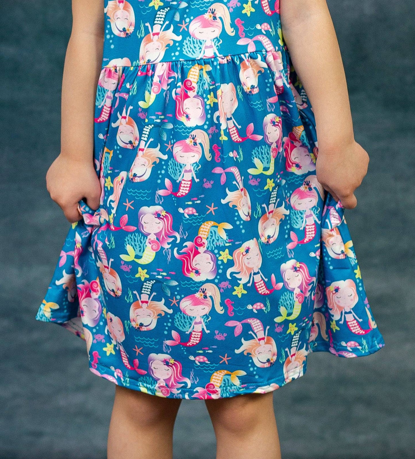 Ocean Friends Milk Silk Long Flutter Dress