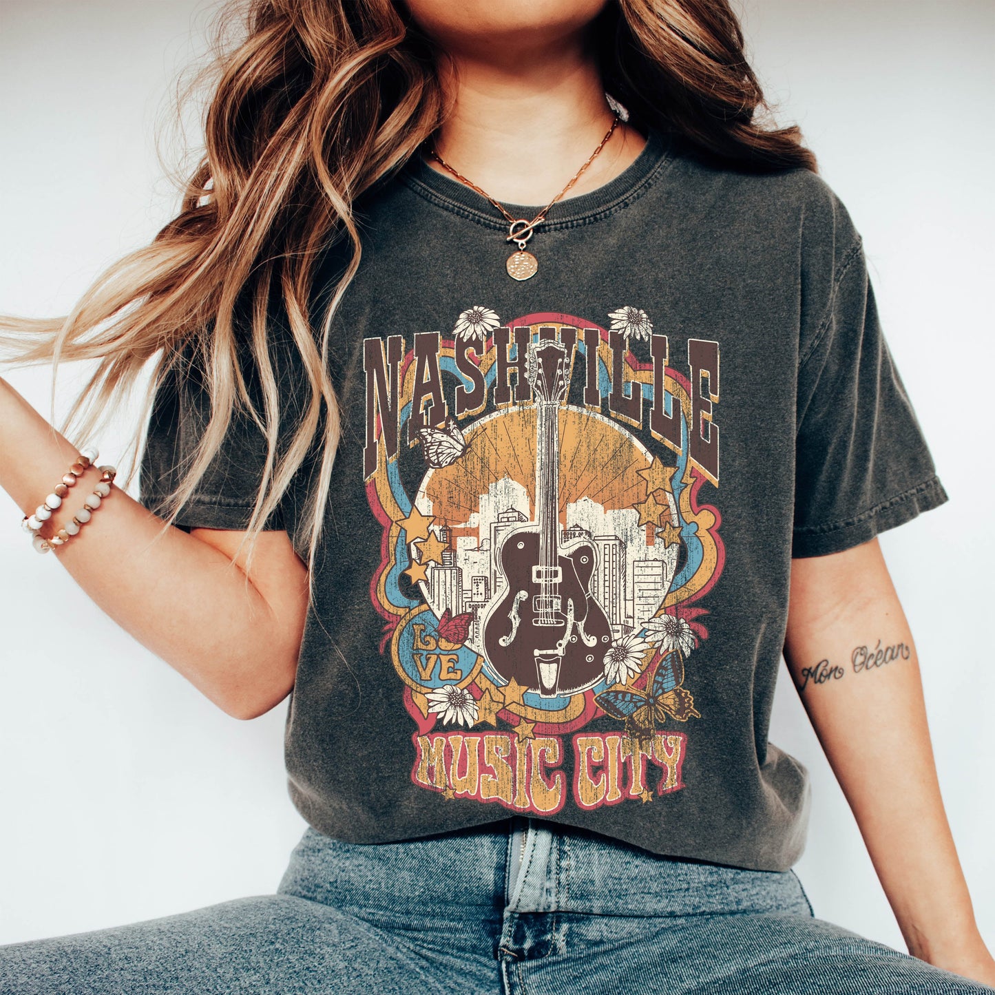 Nashville Music City Colorful Comfort Colors Tshirt