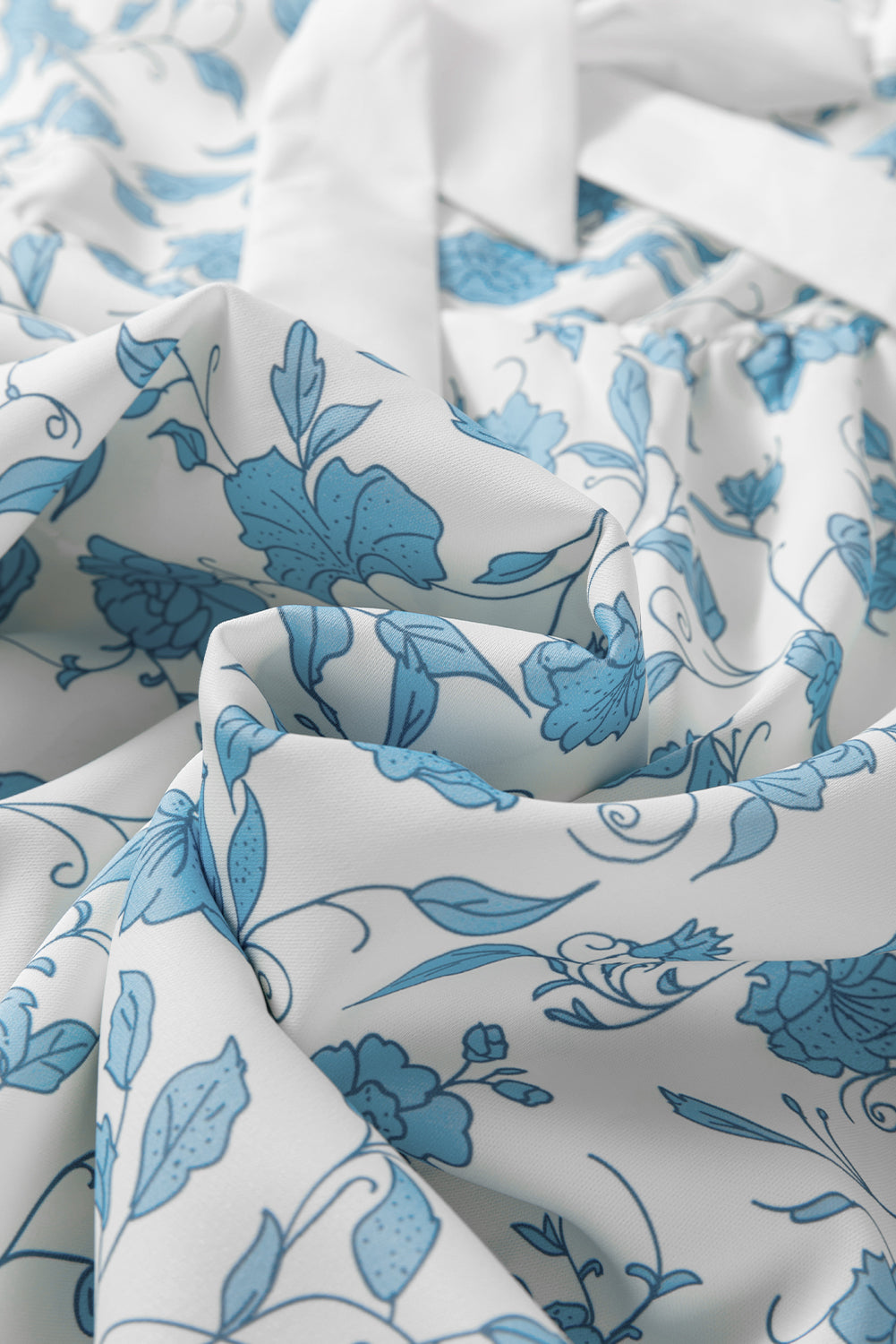 Floral Bow Puff Sleeve Mini Dress