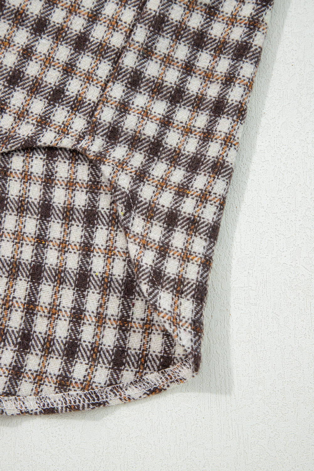 Plaid Corduroy Patchwork Pocketed Button-Up Shacket