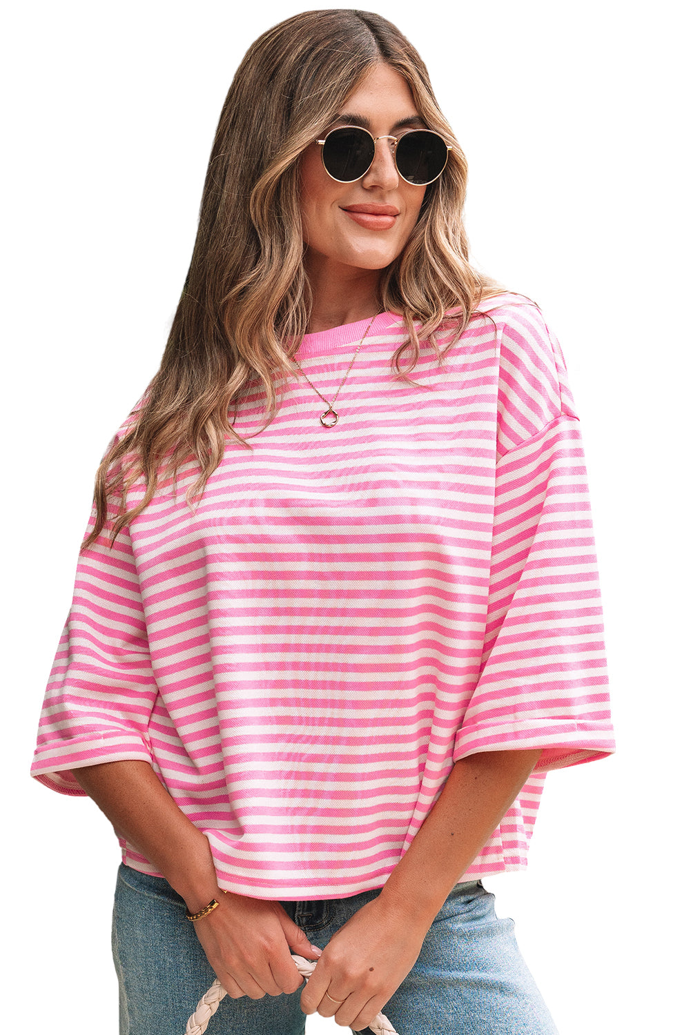 Stripe Bow Back Cutout Tee