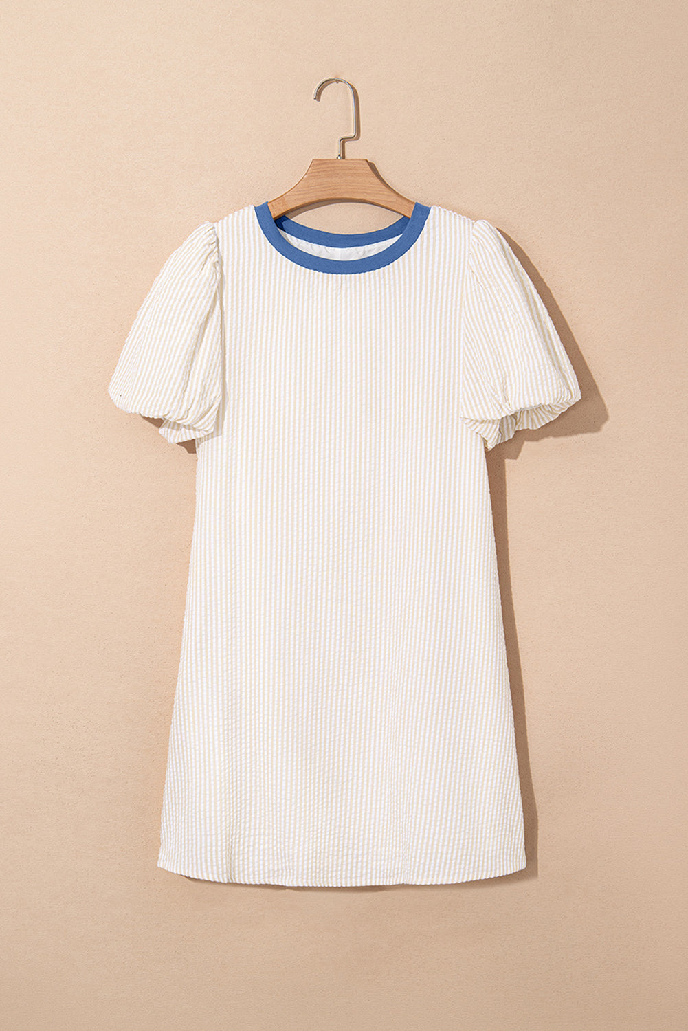 Stripe Contrast Seersucker T-Shirt Dress
