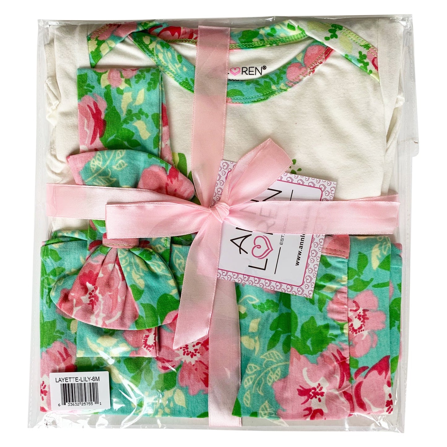 AnnLoren Baby Girls Layette Floral Onesie Pants Headband 3pc Gift Set Clothing