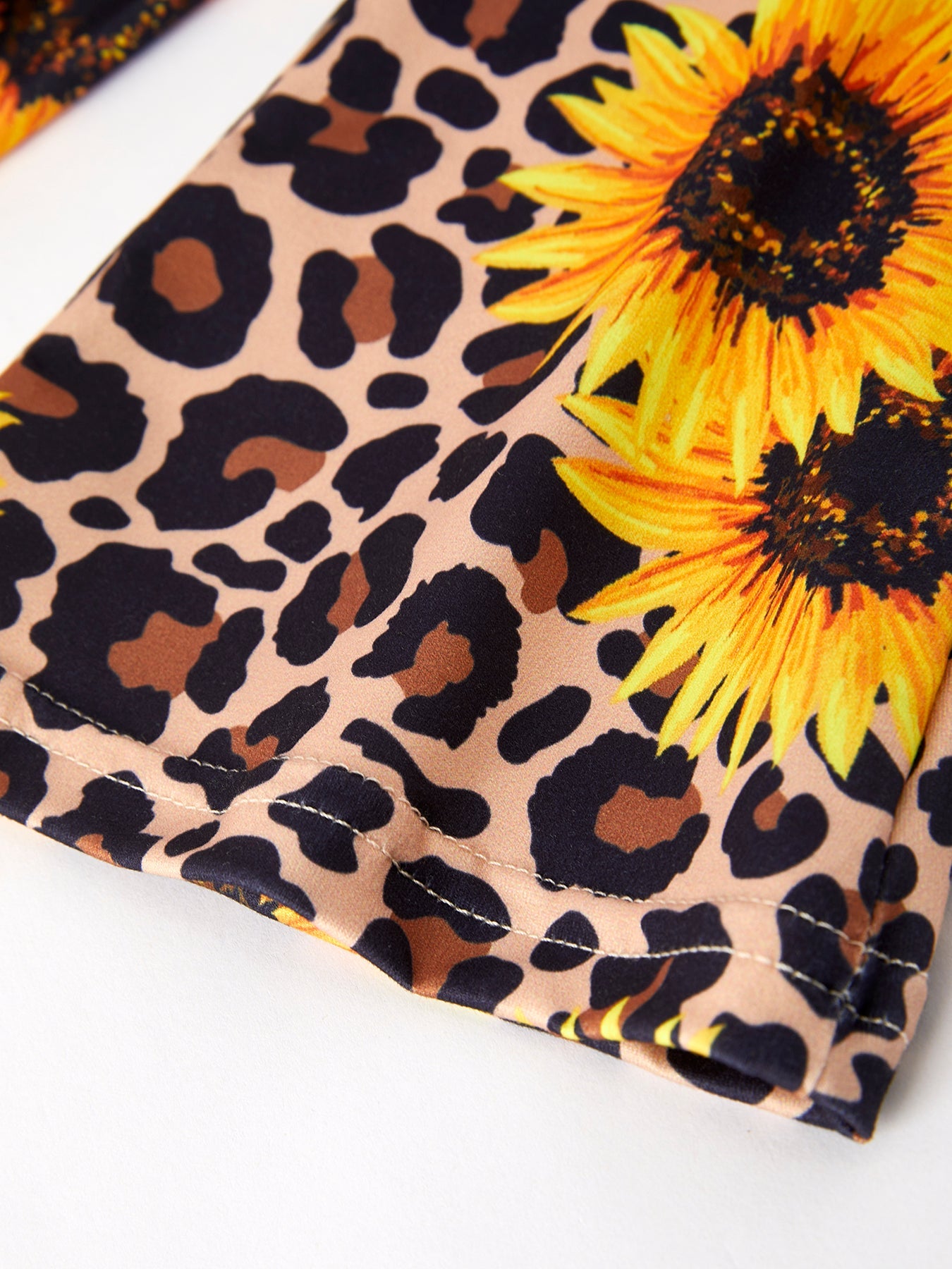 Spring and Summer Sunflower Leopard Print Girls Suit