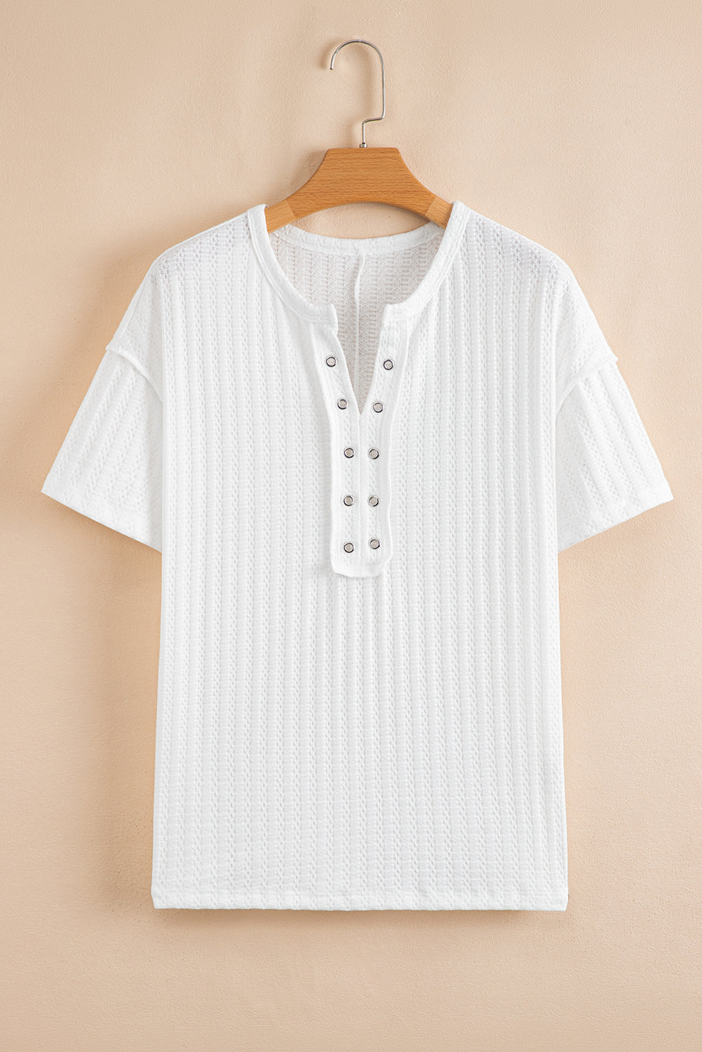 Textured Grommet Short Sleeve Top