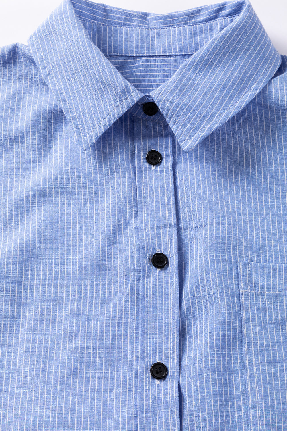 Stripe Roll-Tab Sleeve Pocketed Shirt