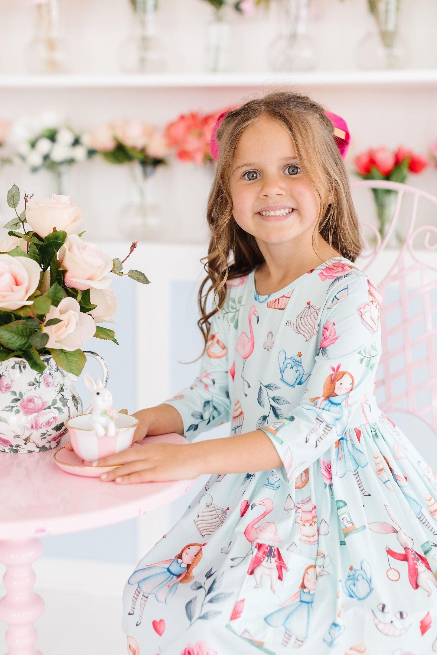 Wonderland 3/4 Sleeve Pocket Twirl Dress