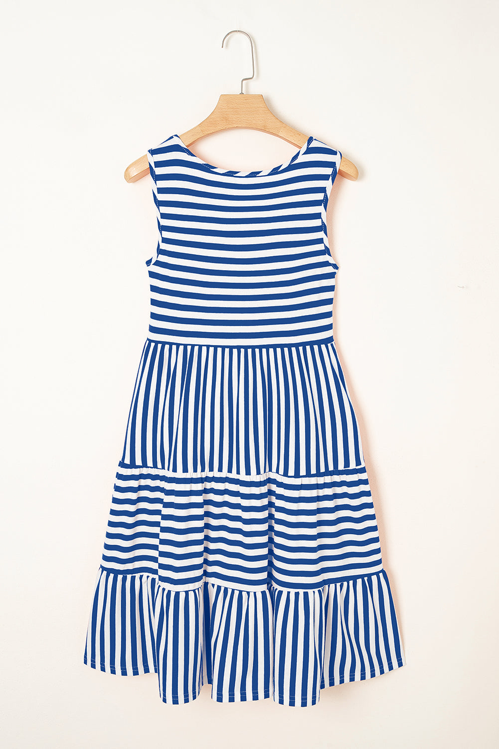 Stripe Sleeveless Tiered Mini Dress
