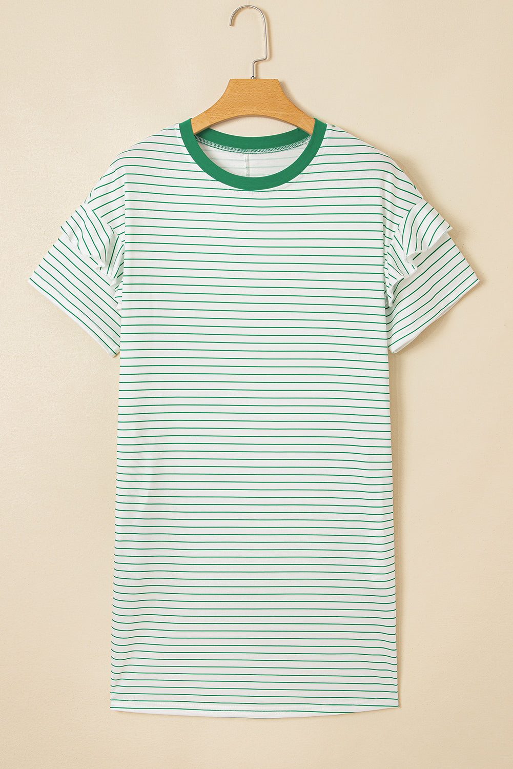 Stripe Ruffle Sleeve T-Shirt Dress