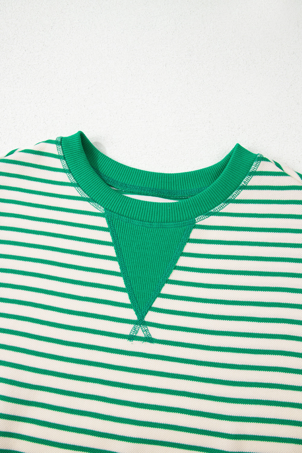 Stripe Contrast Trim Ruffle Sleeve Top