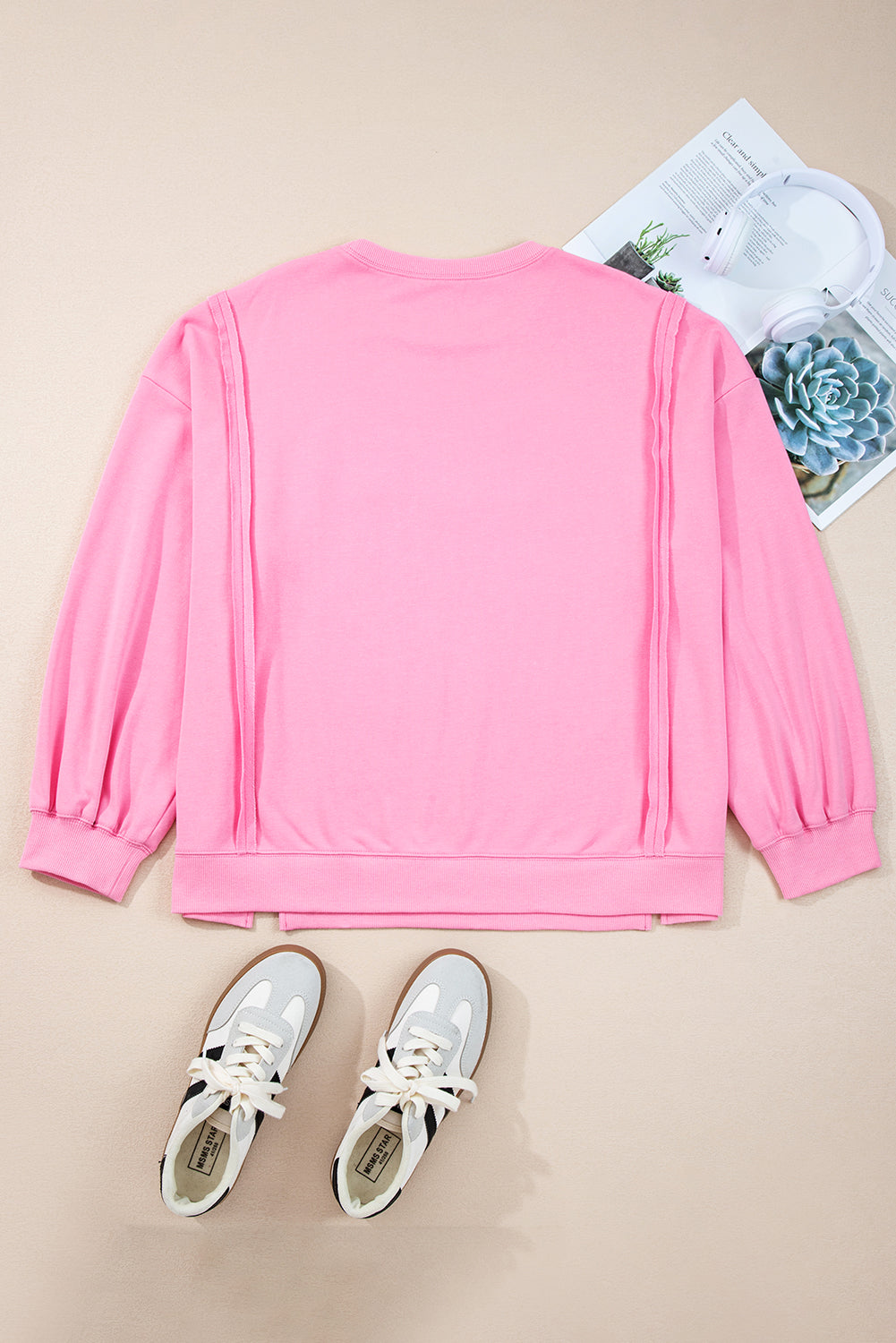 Plus Size Bow Lace Embroidered Dolman Sleeve Sweatshirt