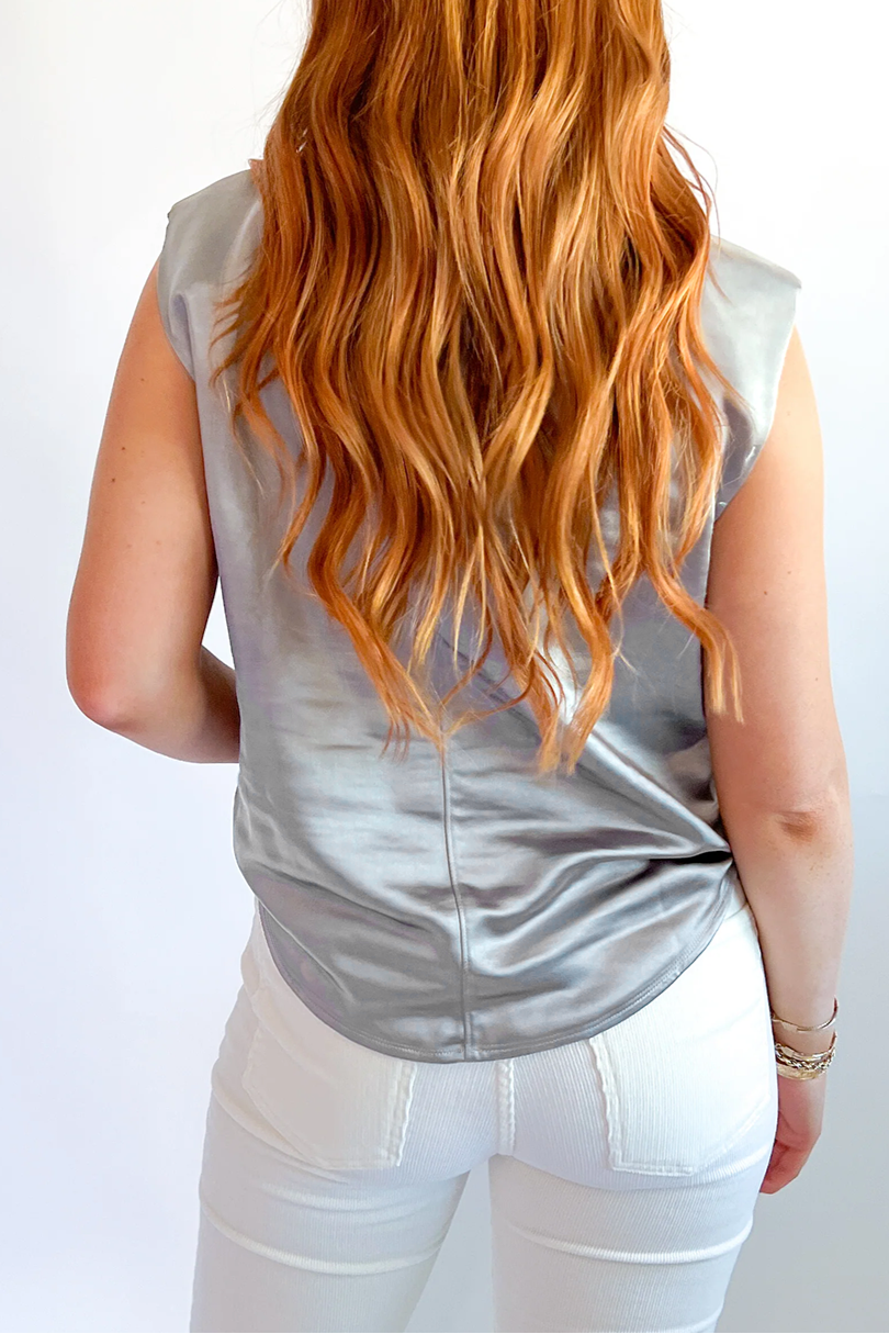 Metallic Crewneck Tank Top