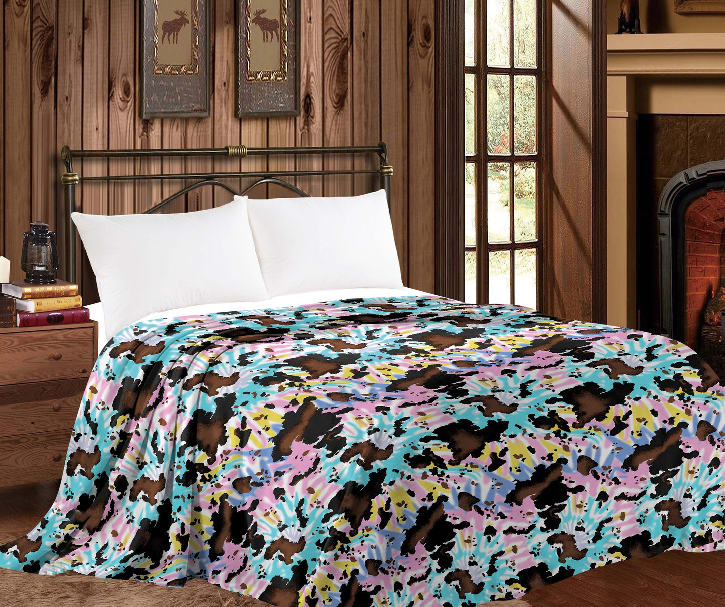 Rainbow Cowprint Twin Mia - Heavy Throw Blanket