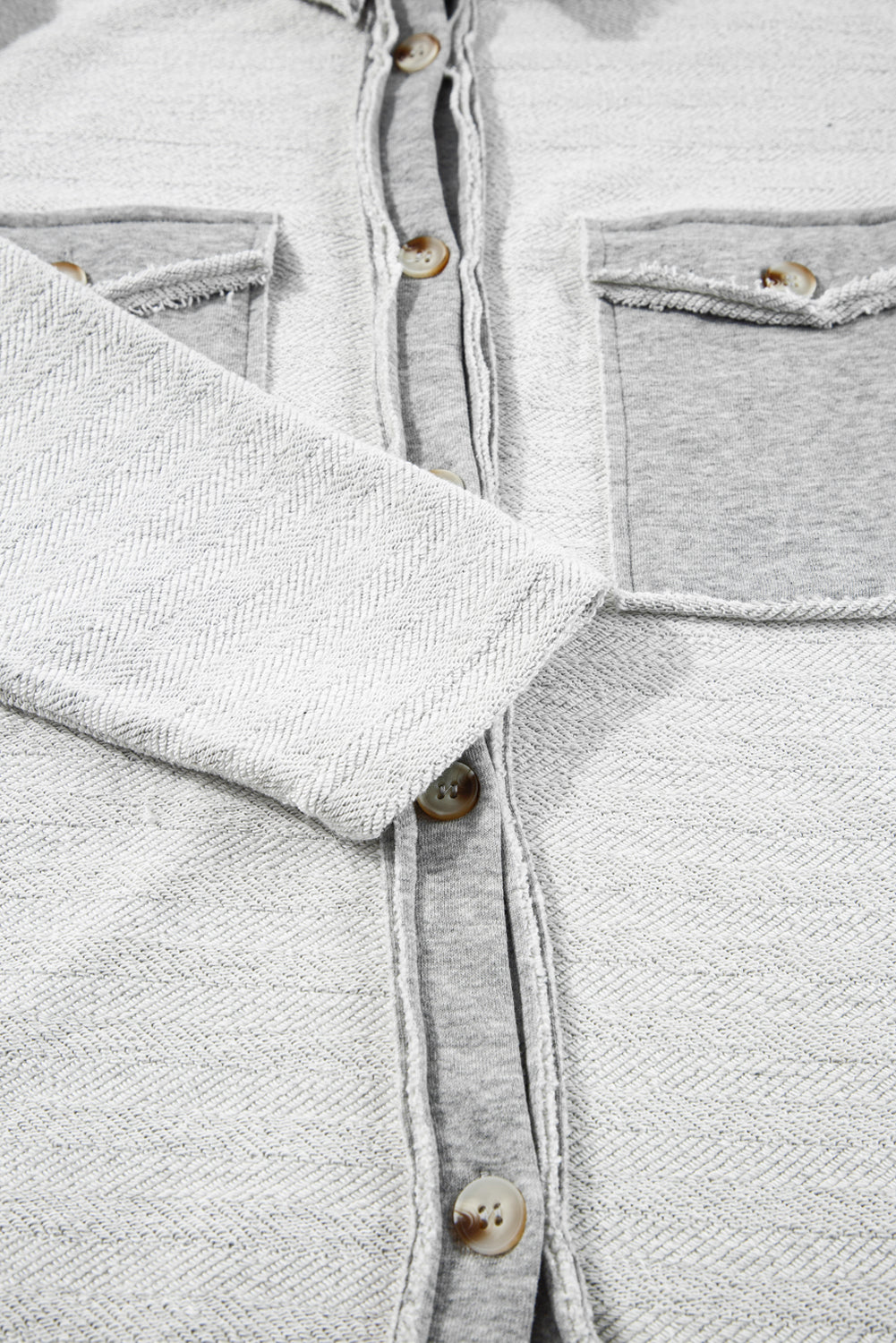 Textured Contrast Flap Pocket Shacket