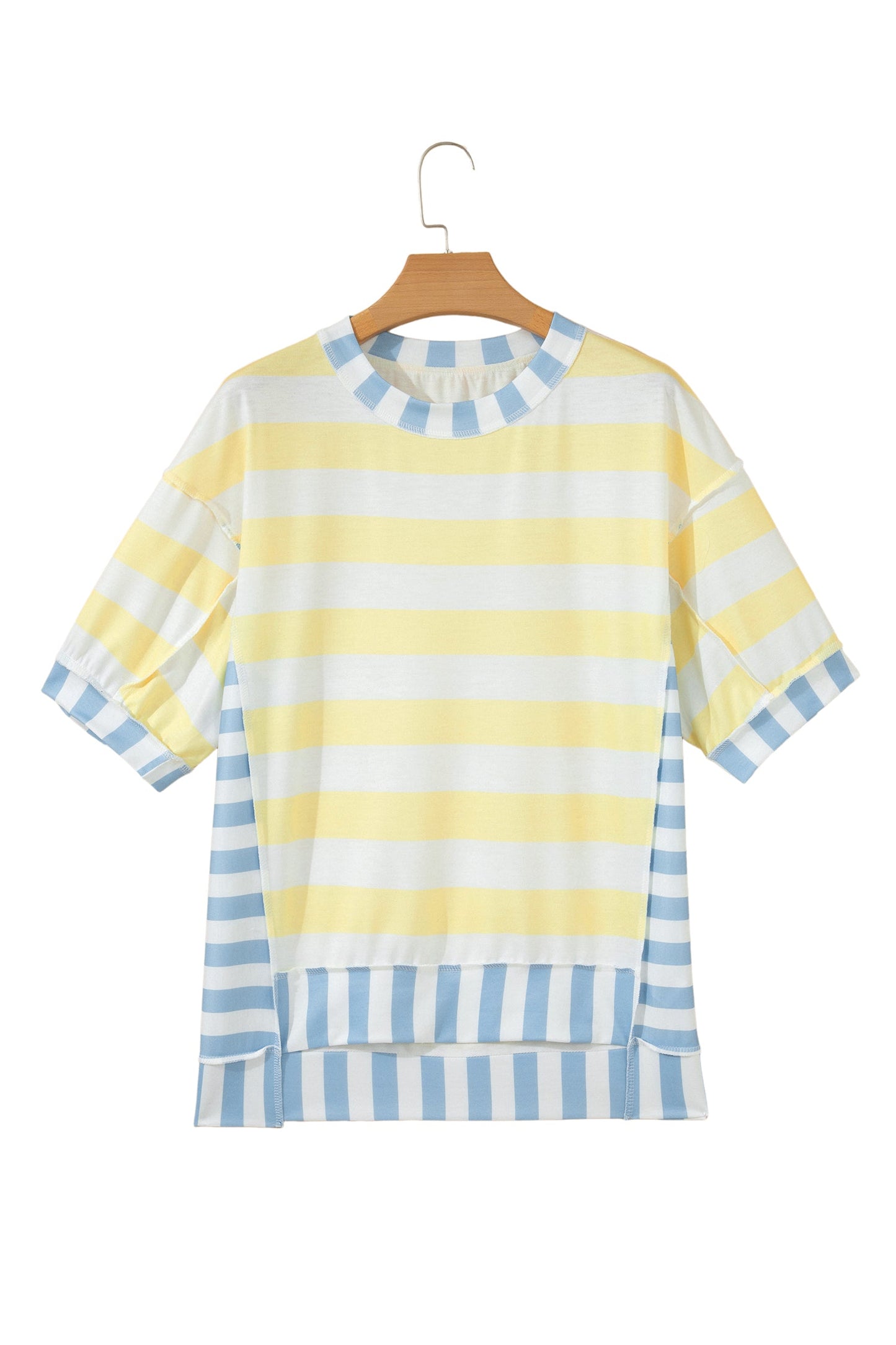 Stripe Patchwork Exposed Seam Oversized Top