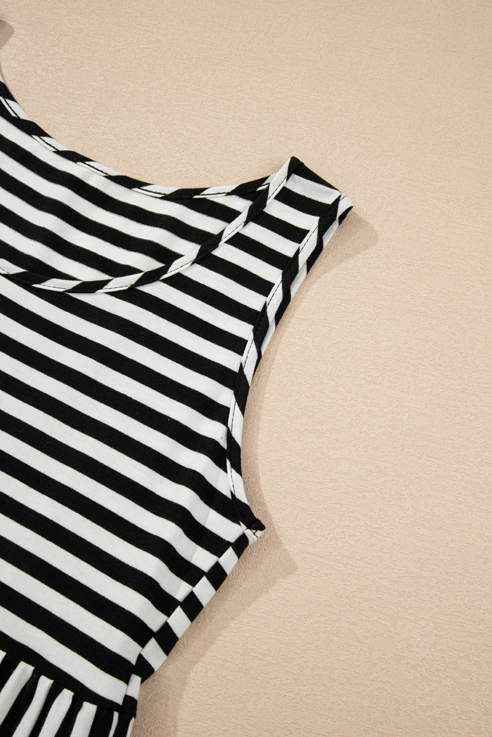 Stripe Sleeveless Tiered Mini Dress