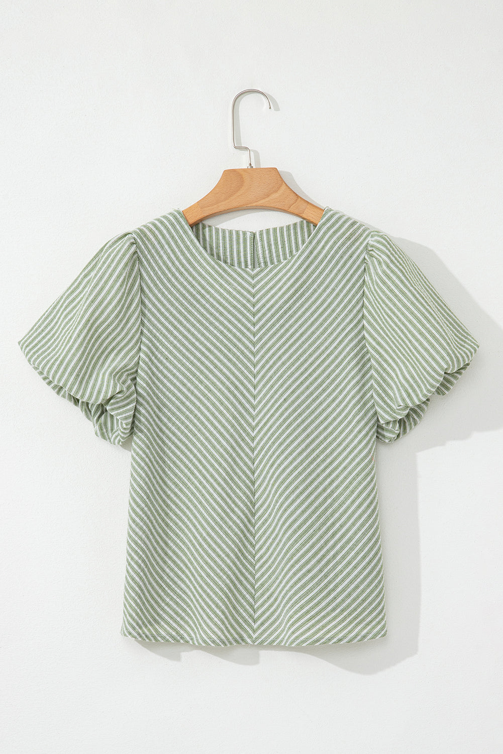 Stripe Textured Puff Sleeve Blouse