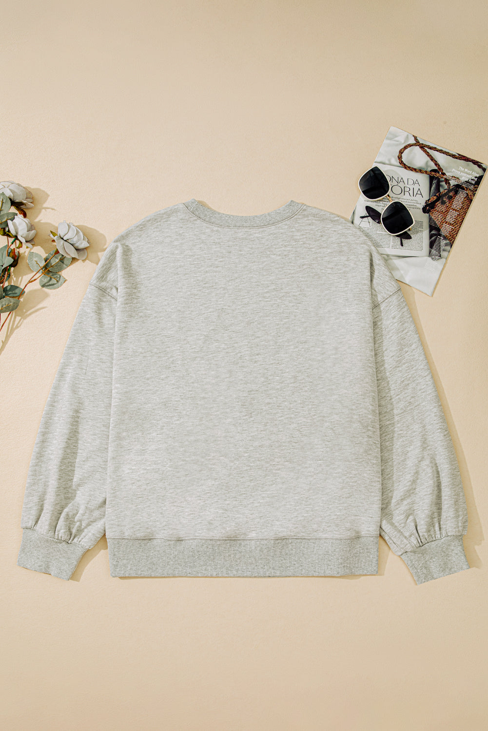 Plus Size Bow Embroidered Drop Shoulder Sweatshirt