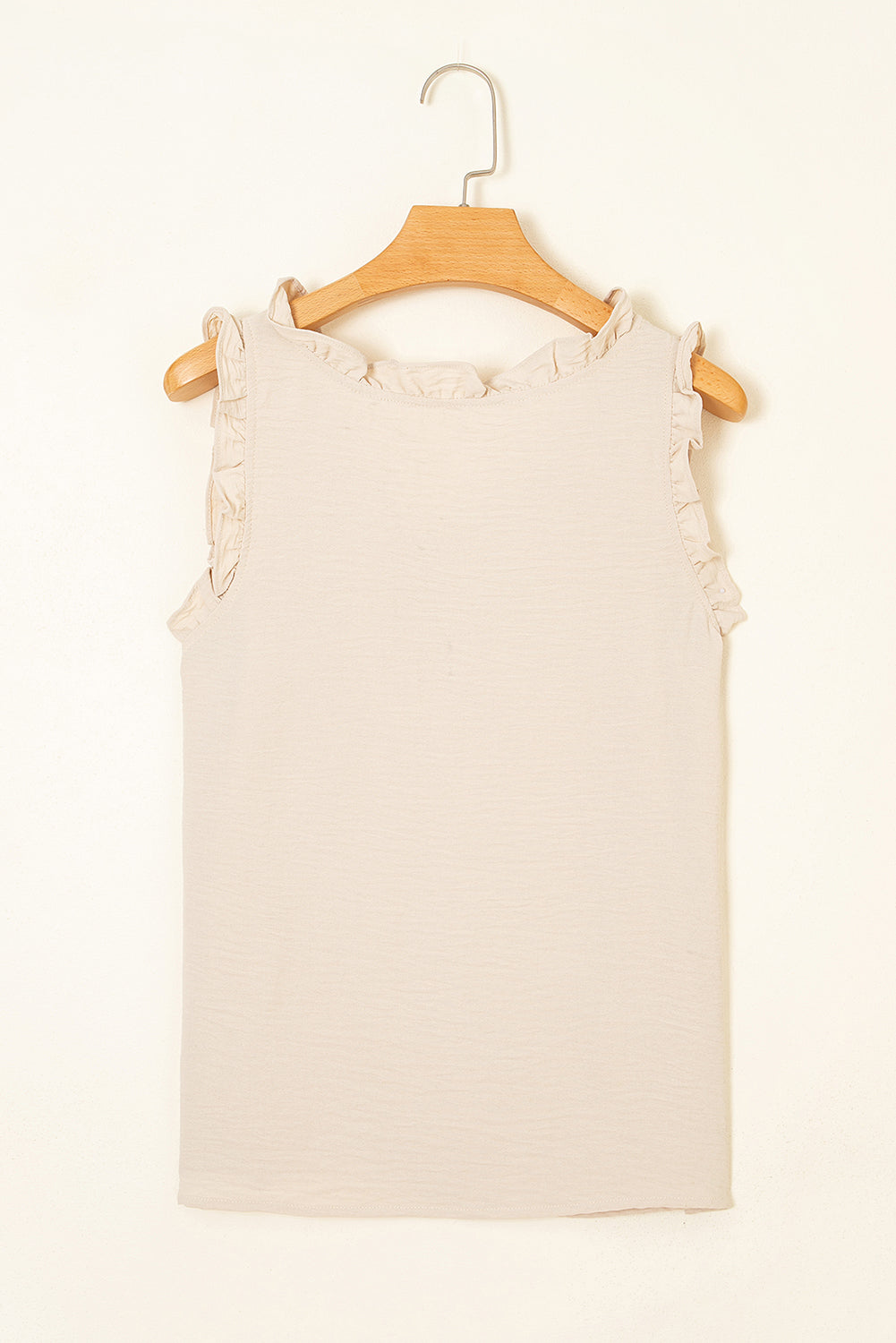 Textured Frilled Trim Sleeveless Top