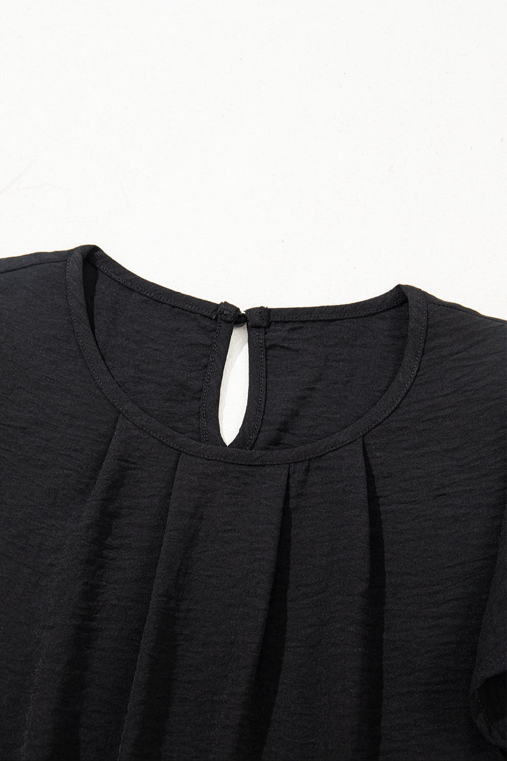 Pleated Flounce Sleeve Textured Blouse