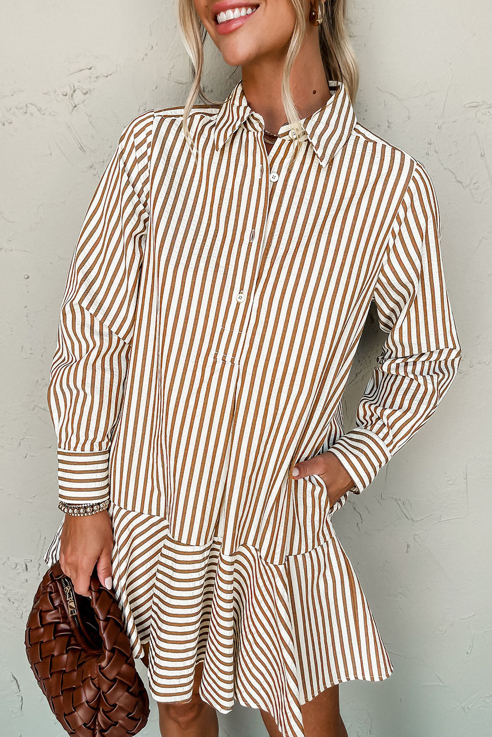 Stripe Collared Shirt Mini Dress