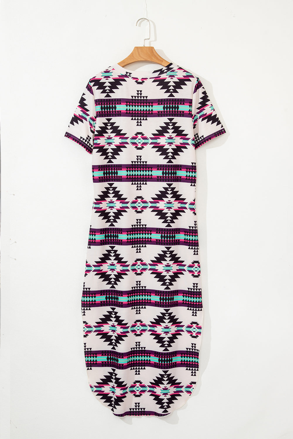 Western Aztec T-Shirt Maxi Dress
