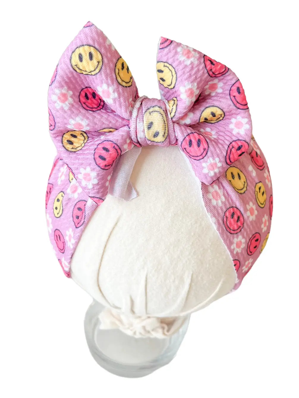 Smiles on pink Headwrap Bow