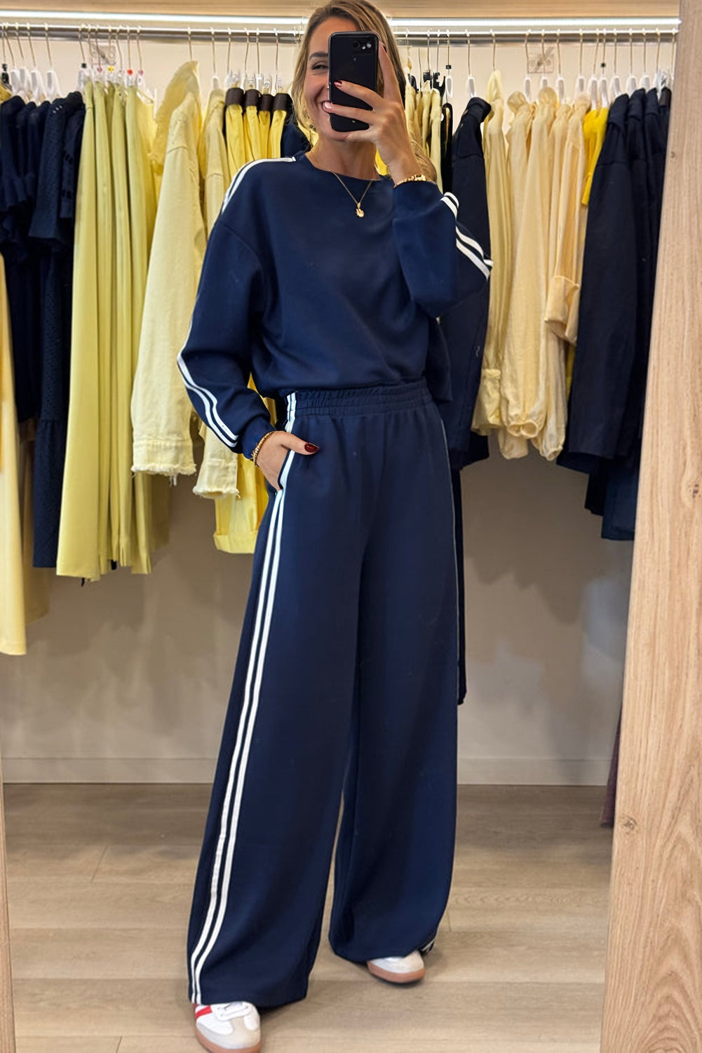 Varsity Stripe Crewneck Pullover and Sweatpants Set