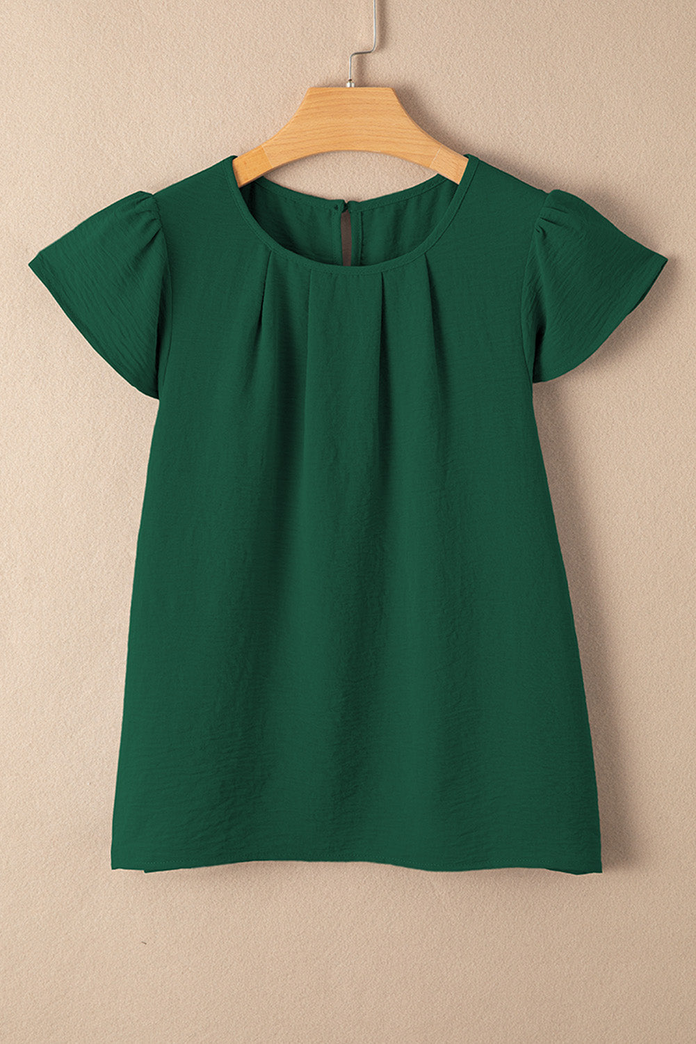 Pleated Flounce Sleeve Textured Blouse