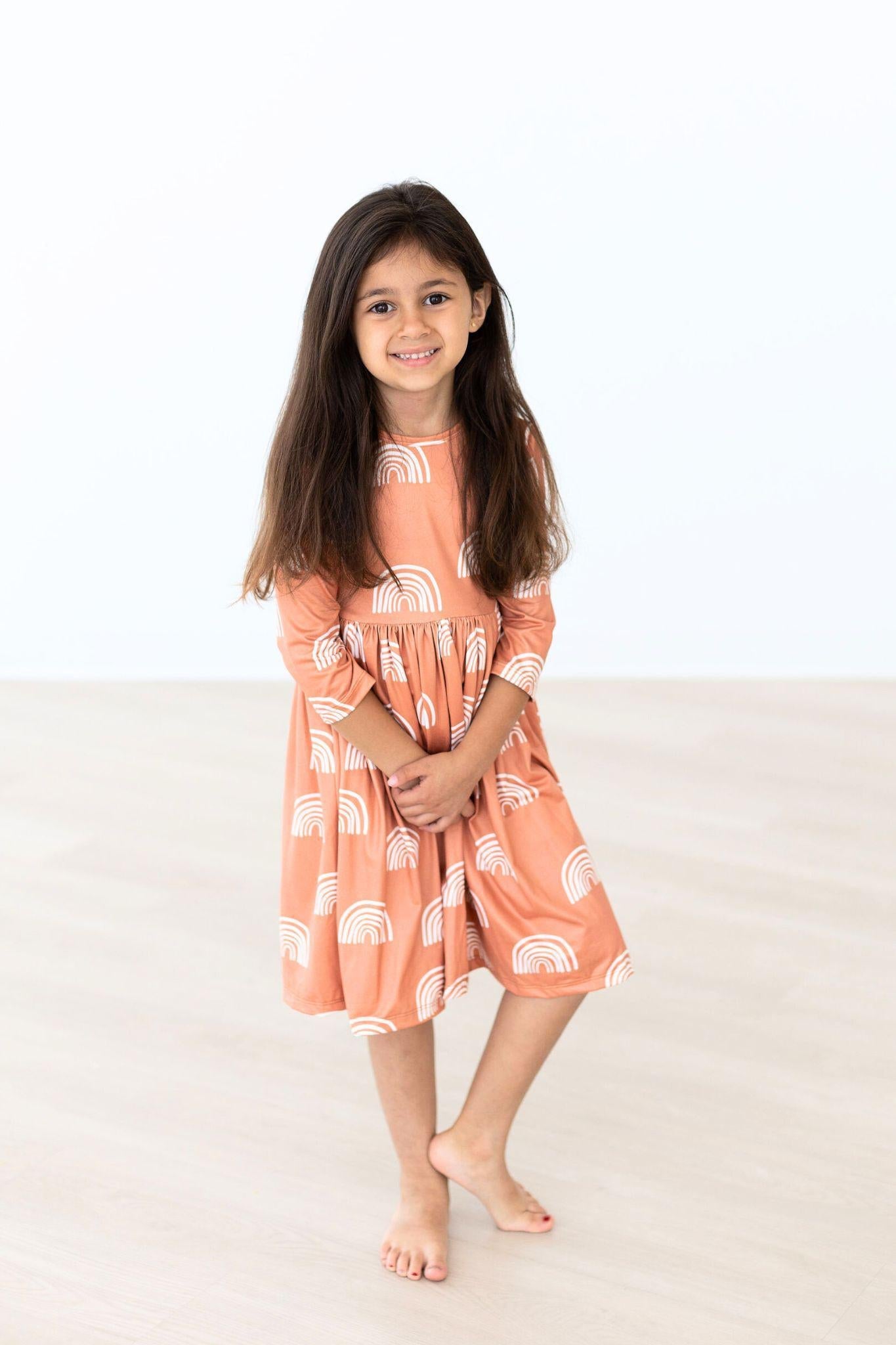 SALE Rainbows in Fall 3/4 Sleeve Twirl Dress